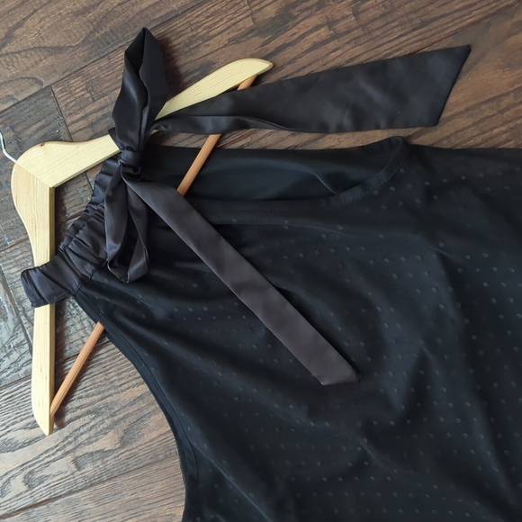 RINASCIMENTO I Black Satin & Mesh Polka Dot & Bow A-Line Sleeveless Tank Top, S - Picture 1 of 12